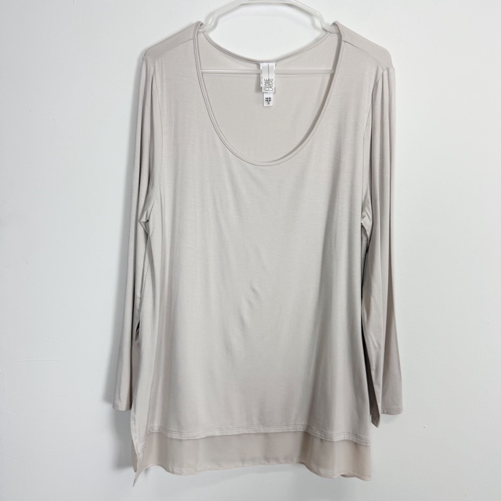 Marla Wynne Layers Long Sleeve Scoop Neck Tunic Womens XL Off White Stretch